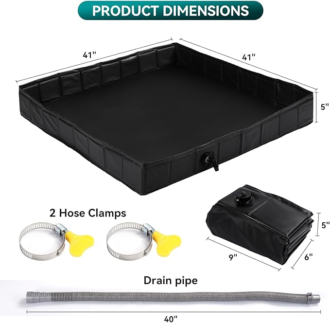 KRUI Camping Shower Base, Foldable Shower Tent Awning Base with Drain Hose to Keep Feet Clean, Portable Shower Pan for Indoor and Outdoor