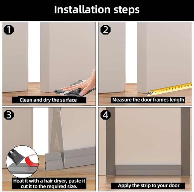 Door Draft Stopper for Bottom of Door, Adjustable Weather Stripping Door Seal for Cold Insulation, Under Door Sweep for Exterior & Interior Doors, Door Bottom Seal Blocker Noise (78inch,Grey)