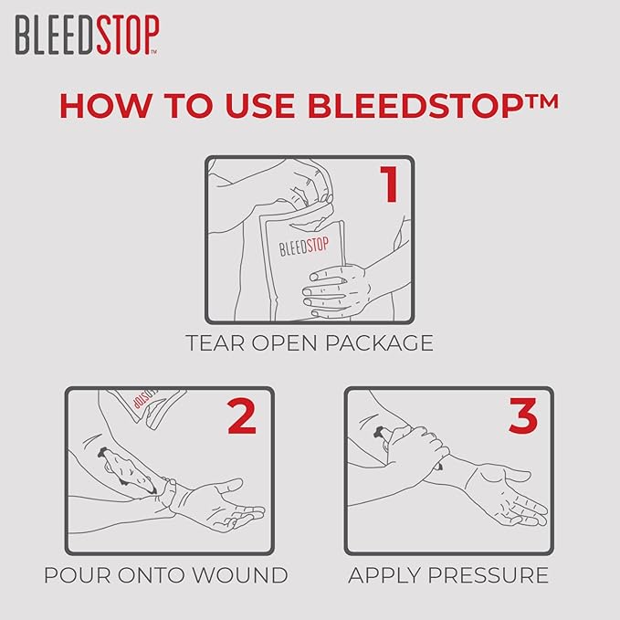 BleedStop First Aid Bleeding Control Powder – Rapid Blood Clotting for Serious Wounds & Nosebleeds, 150 g – Safe for Blood Thinner Patients