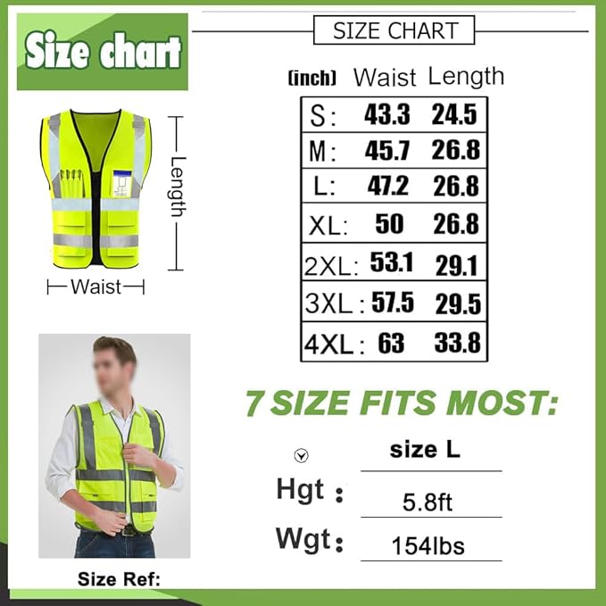 YOWESHOP High Reflective Visibility Safety Vest Custom Your Logo Safety Workwear with Reflective Strips and Pockets