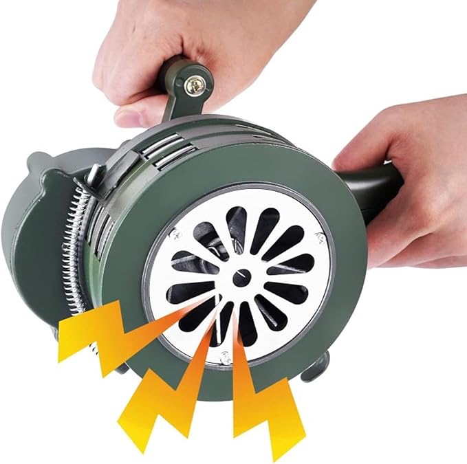 FTVOGUE Hand Crank Siren Horn 110dB Loud Emergency Safety Alarm Manual Portable for Factories Schools Outdoor Emergency Situations