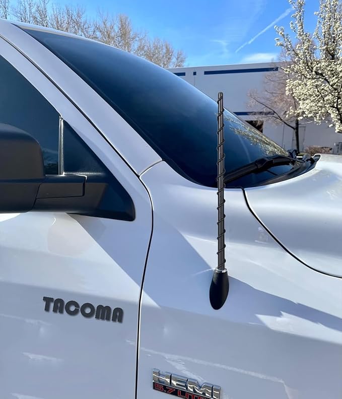 13" Antenna Mast Fits for Toyota Tundra 2000+ & Toyota Tacoma 1995+ & FJ Cruiser 2007+, Internal Copper Coil for Enhanced Reception, 13 inch Spiral Rubber Antenna Replacement Accessories