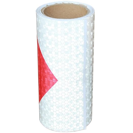 Reflective Tape Red and White 6 inch, Outdoor Waterproof Hazard Conspicuity Warning Industrial Marking Tape (11 feet)
