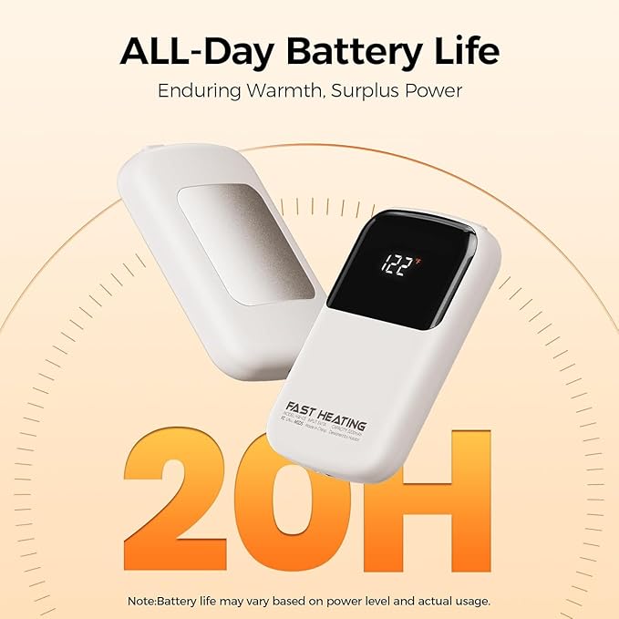 Hotdot Hand Warmers Rechargeable 2 Pack, 3 Heat Levels (104–121°F), Real-Time Temp & Battery Display, Electric Hand Warmers, Fast Heating, Fits in Gloves/Pocket, Gifts for Women & Men