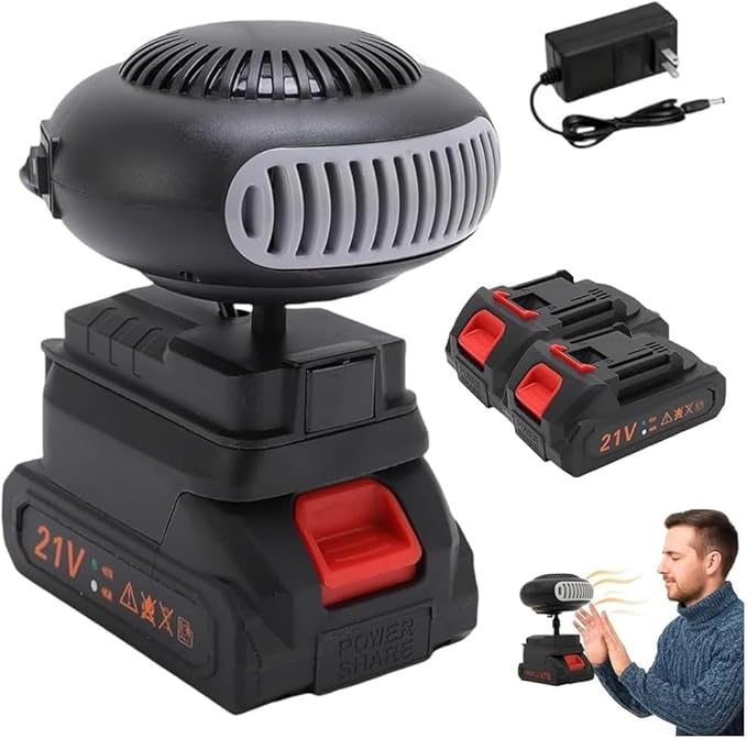 Portable Battery Powered Heater, 2026 New Battery Operated Heaters with 1/2PCS 1500mah Batteries, Anti Tilt Design Long Lasting Heatin for Camping, Car, Office, And Indoor Use(2*battery)