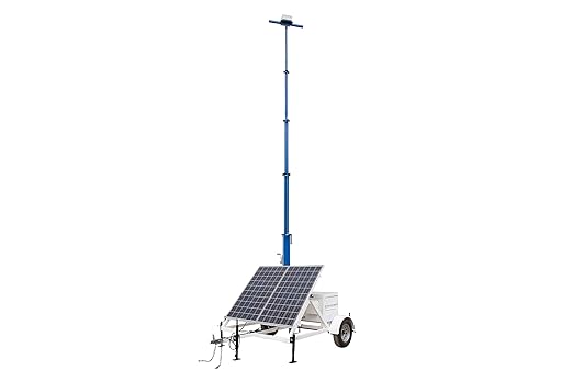 45' Portable Solar Light Tower - 7.5' Trailer - 12V 200aH Battery Bank - (1) Junction Box
