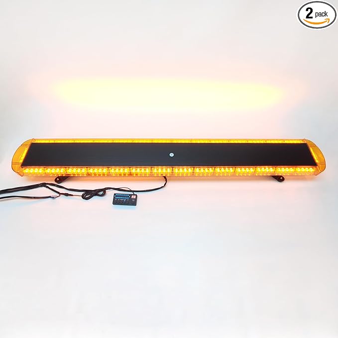 CFLMYYXGS 63" 120 LED Amber Warning Light Bar with Digital Controller 26 Flash Patterns 1W High-Intensity Beacons for Trucks Work Vehicles Weatherproof Emergency Strobe Lights (63 inches 120 LED)