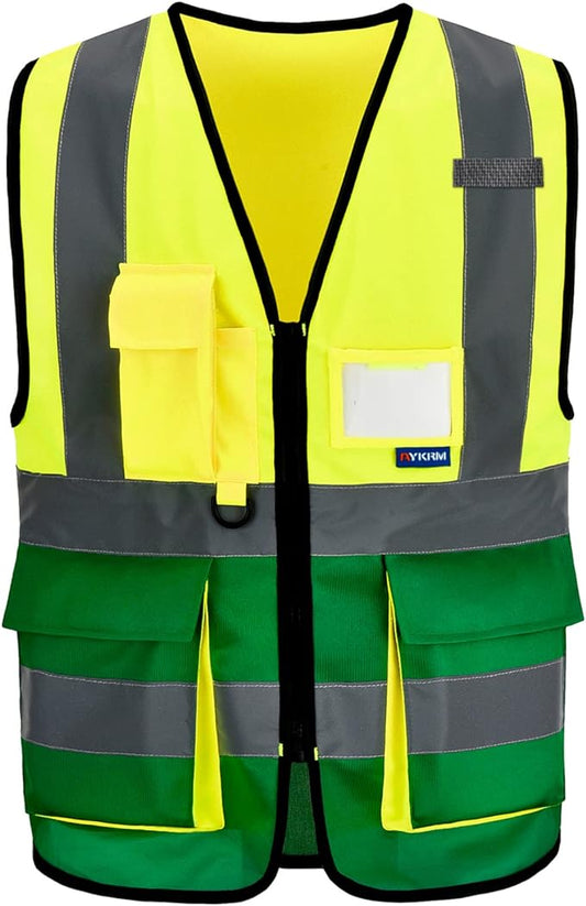 A-SAFETY yellow green construction vest