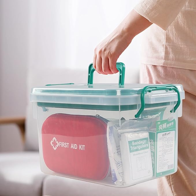 Clear Plastic Storage Box Organizer/Medicine Box, Family Emergency Kit Storage Box
