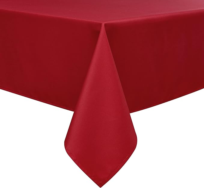 Wewoch Red Rectangle Tablecloth Water Resistant Washable Polyester Table Cloth for Dining,Kitchen, Parties Weddings and Outdoor Use 60 Inch by 104 Inch