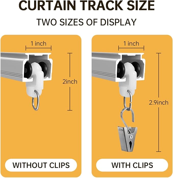 Ceiling Curtain Track Ceiling and Wall Mounted Heavy-Duty Curtains Rails Room Divider Curtains Shower RV Tracks Ceiling Sliding Curtain Rods With Clips,White 18ft.