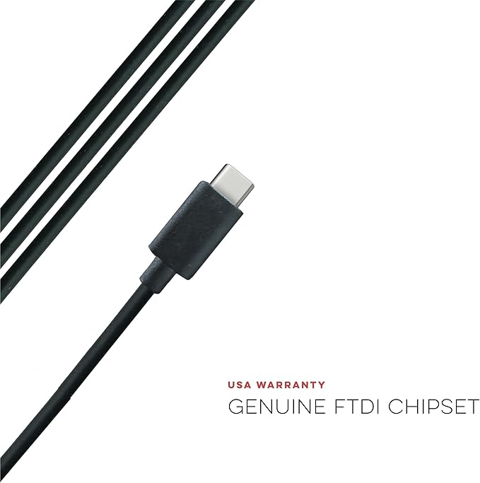 BTECH PC03 USB-C Programming Cable – FTDI Chipset for Baofeng & Kenwood K1 2 Pin Two-Way Radios | Compatible with Windows, Mac, and Linux | Easy Plug-and-Play Chirp Programming