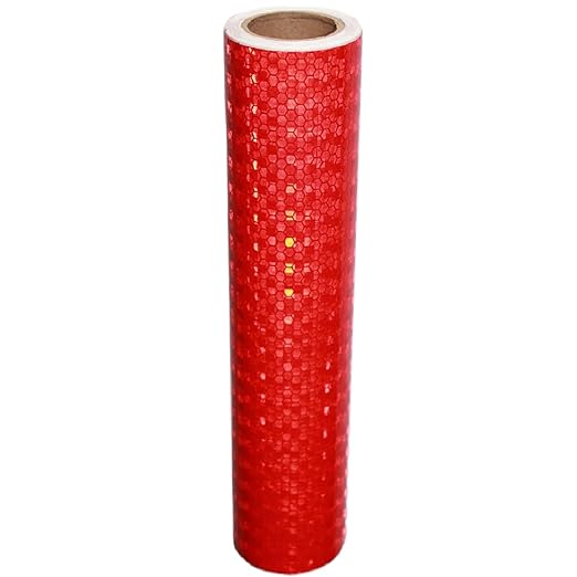 Red Reflective Tape Outdoor Waterproof 12 inch Wide, High Visibility Warning Safety Strong Industrial Marking Tape (10 feet)
