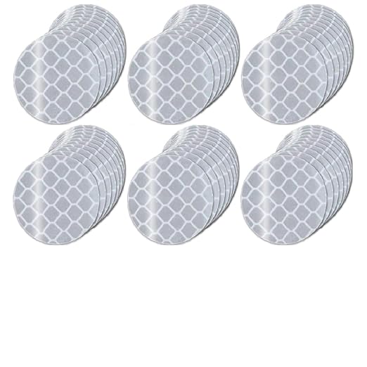 White Reflective Stickers 2-inch Diameter Round Reflector, Outdoor Waterproof High Visibility Warning Adhesive Tape (60 Pcs)