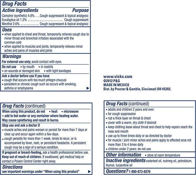 Vicks VapoRub, Chest Rub Ointment, Relief from Cough, Cold, Aches, & Pains with Original Medicated Vapors, Topical Cough Suppressant, 1.76 Ounce (Pack of 9)