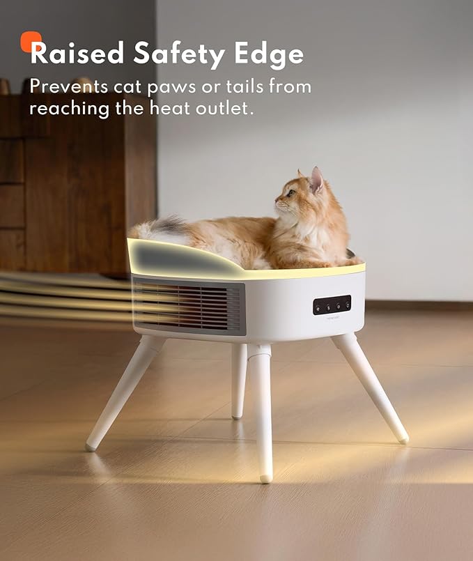 HomeRunPet Pet-Safe Space Heater with Heated Cat Bed - 2-in-1 Ceramic Heater for Room & Pets, 1300W Fast Heat, Energy Saving