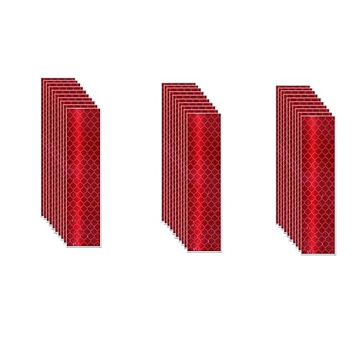 Red Reflective Stickers 1 inch X 4 inch, Outdoor Waterproof High Visibility Warning Safety Adhesive Reflector Tape (30 Pcs)