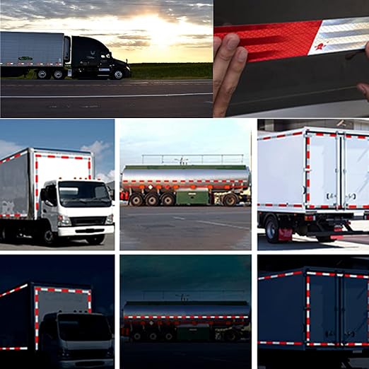 Reflective Tape, 2" × 12" × 10 PCS Red & Silver High Intensity Self Adhesive Waterproof Trailer Outdoor Safety Caution Reflector for Cars, Trucks, Trailers, Boats, Road Signs