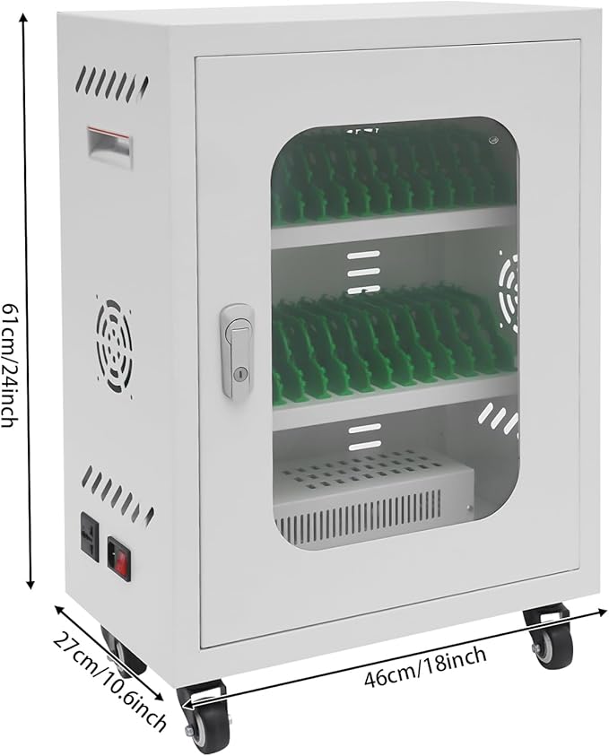 Cell Phone Locker 30 Slot Cellphone Charging Station Metal Cellphone Charging Cabinet Rechargeable Mobile Phone Cabinet for Office Classroom (30 Slot-White)