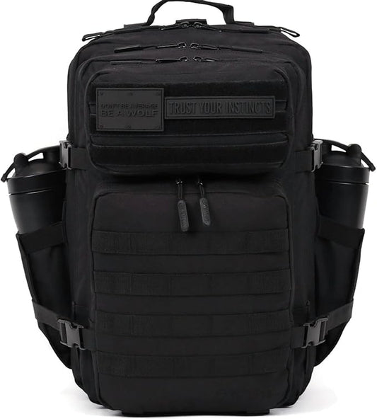 WOLFpak 45L Athletic Gym Backpack - Durable 1000D Waterproof Oxford Material with MOLLE Webbing, Laptop Pocket & Dual Cup Holders, Durable Fitness/Travel/Military Daypack (Nightshade Edition)