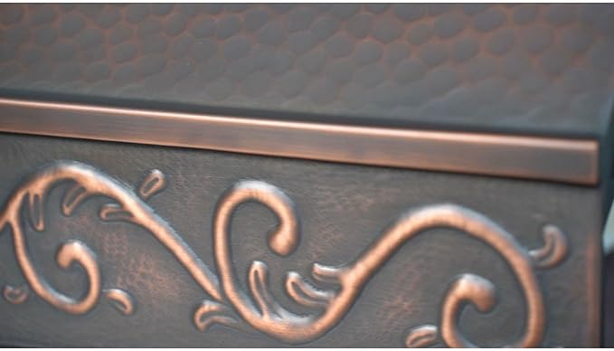 Custom Copper Range Hood Cover, Handmade Kitchen Hood with Powerful Range Hood Insert, Classic Stove Vent Hood with Straps & Rivets, 48"W x 48"H Island Mount,HCI00FT-484827