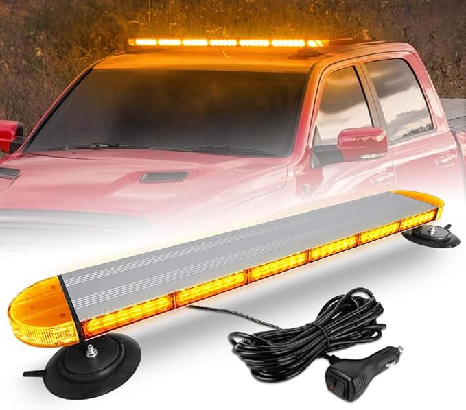 ASPL 31 inch Low Profile Rooftop Emergency Strobe Lights Bar Full Aluminum Flashing Safety Warning Traffic Advisor Lightbar Hazard Snow Plow Light for Trucks Tow Construction Vehicles (Amber)
