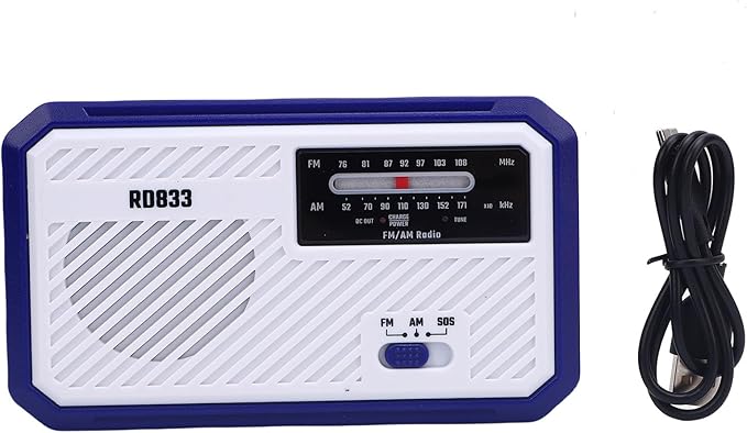 ciciglow Hand Crank Emergency Radio, AM FM Portable Solar Weather Radio with LED Flashlight and SOS Alarm for Outdoor Camping Hiking (Blue)
