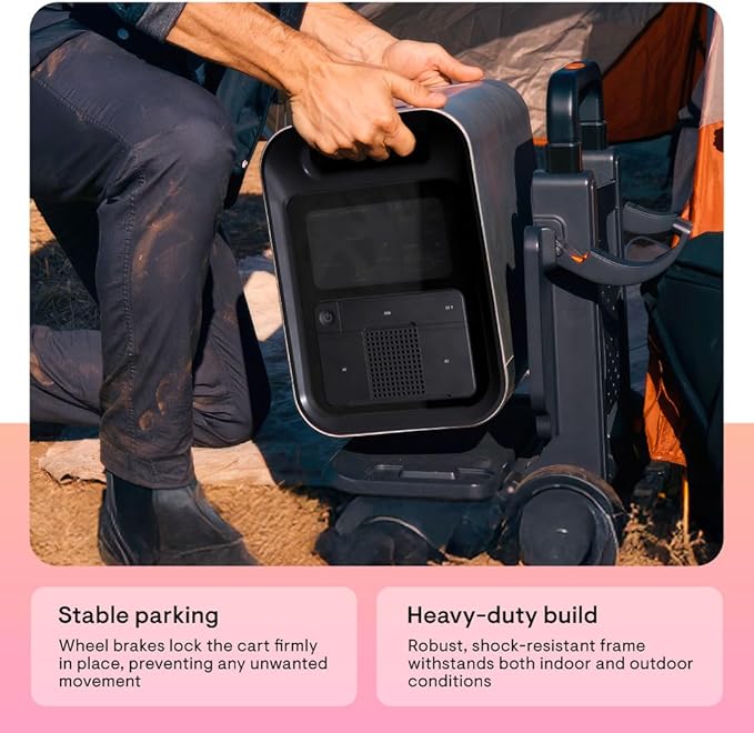 Enphase IQ Cart – Foldable Cart Designed to Securely Transport IQ PowerPack 1500, Sturdy Latches and Wheel Brakes, Extendable Handle, Easy to Carry and Store, 5-Year Limited Warranty