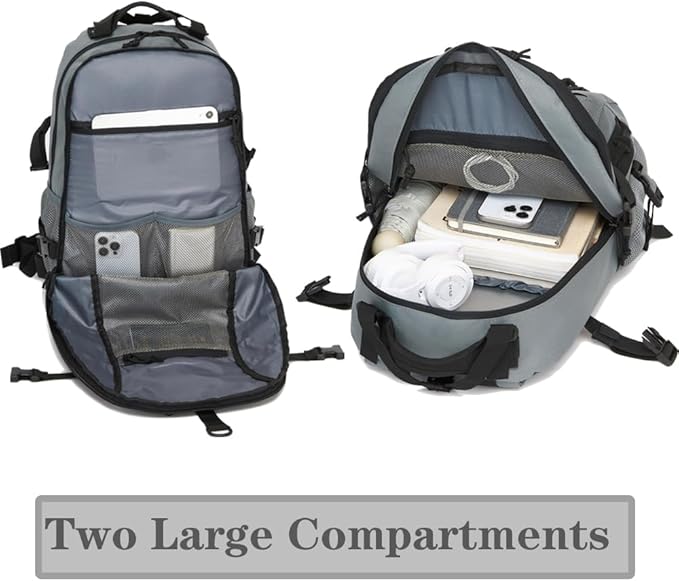 Military Tactical Backpack For Men Laser-Cut Molle Daypack 3 Day for Hiking,Working,Travel (black grey)