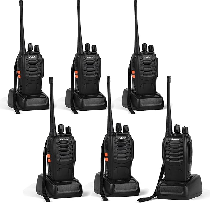 Two Way Radio Walkie Talkie, Long Range Walkie Talkies for Adults 16-CH 2-Way Radio with Earpieces and Rechargeable Battery (Pack of 6)