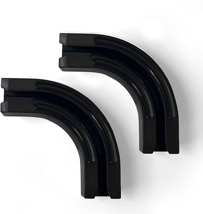 90° Curved Connectors for Track Curtains Ceiling Mount/Wall Mount, Ceiling Track for Curtains, Room Divider Curtains Tracks（Black 2PCS）.