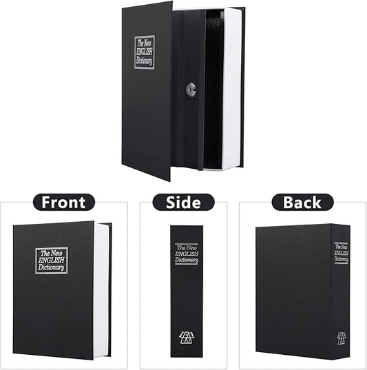 KYODOLED 10.5Inch Book Safe with Key Lock,Extra Large Portable Metal Safe Box, Dictionary Diversion,Secret Book Hidden Safe,10.5" x 7.8" x 2.6" Black Extra Large