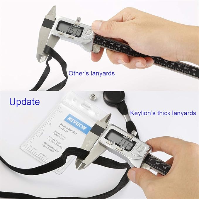 Cruise Flat Lanyard with Retractable Badge Reel & Heavy Duty Clear Vertical ID Card Name Badge Holder (Black,3 Pack)