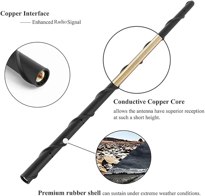 16 Inch Antenna Compatible with 2007-2025 Jeep Wrangler Gladiator Sport 4xe Willys Rubicon Sahara Mojave, Short Antenna Replacement Jeep JK JL JT JKU JLU Accessories