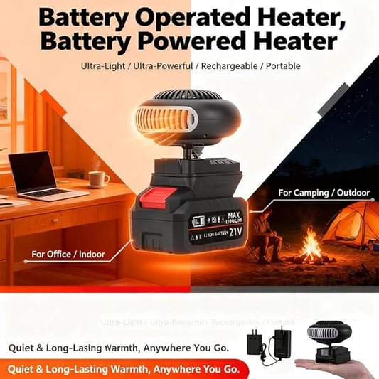 Battery Operated Heater, Battery Powered Heater, Ultra-Light/Ultra-Powerful/Rechargeable/Portable Battery Operated Space Heater, with Dual USB &1500mah Battery, for Camping/Office/Indoor (15-cell*2)