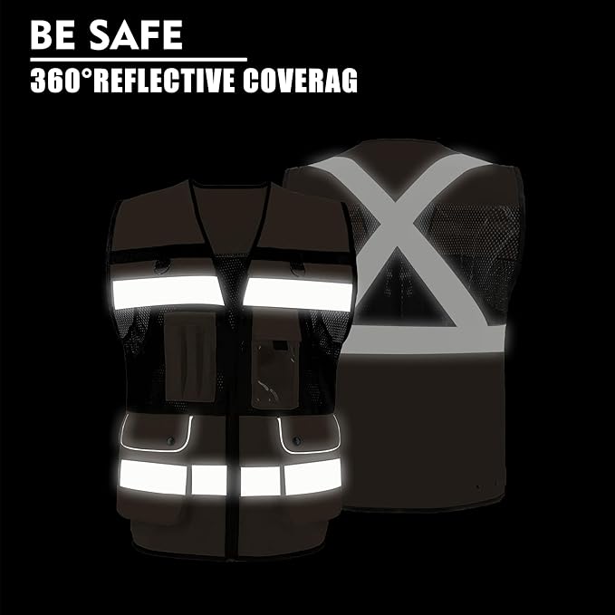 Safety Vest High Visibility Reflective Construction Vest for Men Women