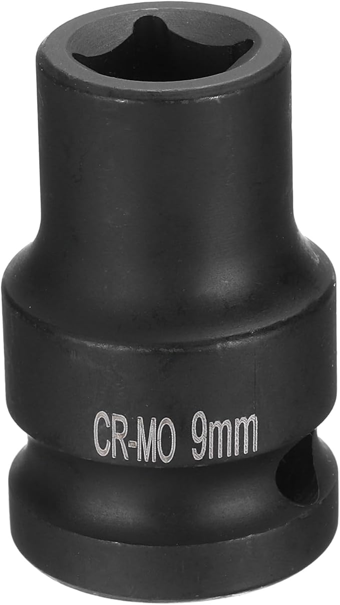 HARFINGTON 4 Point Square Socket 1/2" Drive 9mm Metric Square Impact Socket CR-MO Blackening Standard Wheel Sockets Pneumatic Socket Tool for Auto Repair Mechanical Maintenance Home Use