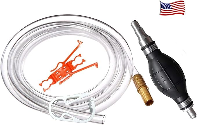 GasTapper Fuel Transfer Pump - Gas Siphon Pro Pump for Gasoline, Oil, Diesel, Water, Liquid, Fluid - Portable Hand Gas Pump Includes Brass Tip Weight, 9 Ft Hose and Pinch Clip - 3.5 Gls/Min