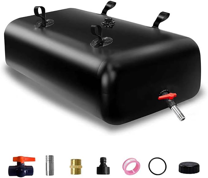400 L/100 Gal Water Bladder Tank, Foldable Portable Water Storage Container, Emergency Water Bag for RV, Truck Bed, Fire Prevention, Drought Resistance, Black