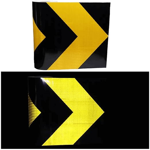 Reflective Tape Yellow and Black 20 Inch, Safety Caution Reflector Strips, Hazard Conspicuity Warning Adhesive Stickers (68 feet)