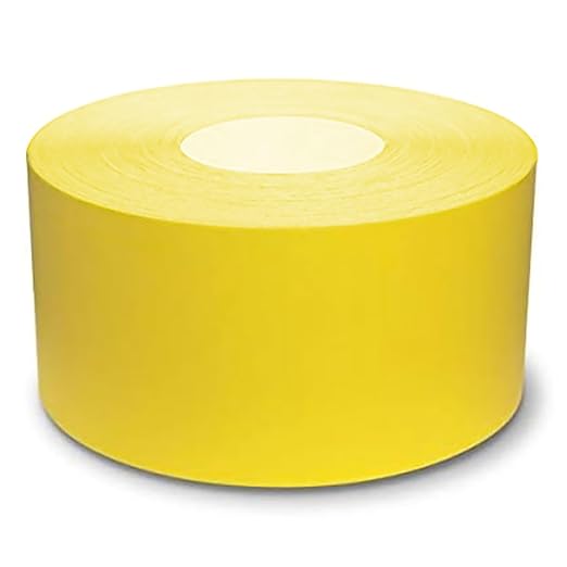 Mighty Line UltraLine Solid Floor Marking Tape for Safety, Caution, Warning, Heavy-Duty, Peel and Stick Adhesive, Beveled Edge Design, Industrial Quality, 4 Inch, 100' Roll, Yellow