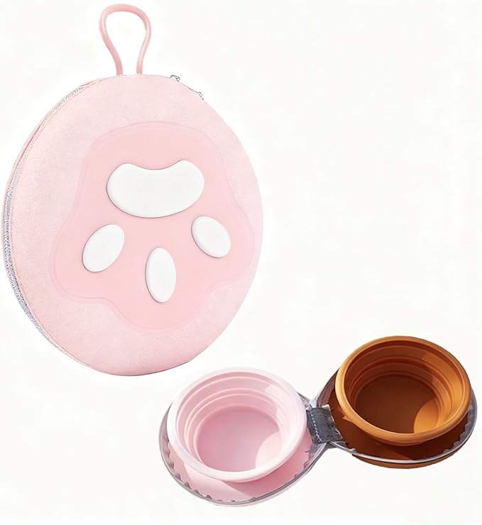 Collapsible Dog Bowls,2-in-1 Pet Bowl, Cat Bowl,Portable Pet Bowl, Suitable for Travel, Camping, and Hiking (Brown and Pink)