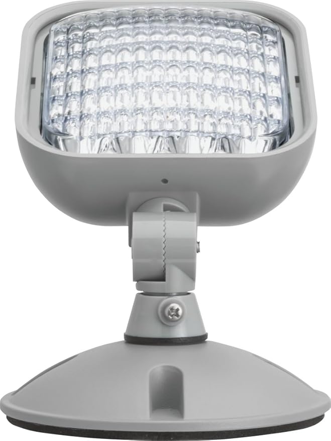 Lithonia Lighting Weatherproof LED Emergency Light Remote Head, One Single Head Emergency Light for Business, Indoor and Outdoor Use, Square, Gray (ERE GY SGL WP SQ M12)
