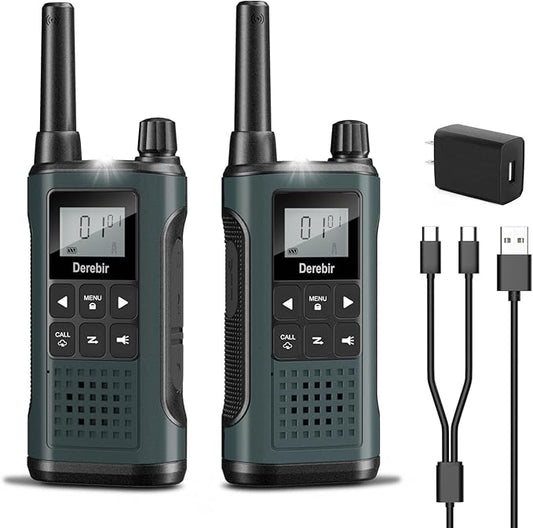 Walkie Talkies Long Range for Adults-2 Pack Rechargeable Walkie Talkies 22 FRS Channels 2-Way Radios with NOAA Weather Alert,VOX,Flashlight and 1500mAh Li-ion Battery for Family Camping Hiking
