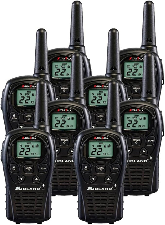 Midland LXT500VP3 FRS Two Way Radios - 8 Pack Bundle w/Chargers