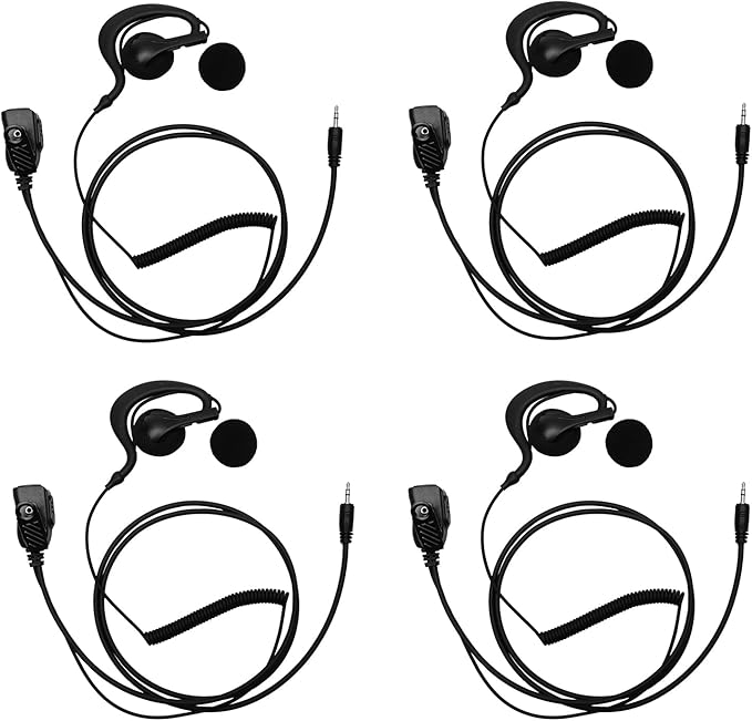 G Shape Headset with PTT Mic Compatible for Cobra Microtalk Cxt195 PX655 Cx112 PX650 ACXT1035r ACXT145 ACXT545 RX385 RX685 Two Way Radio 4Pack