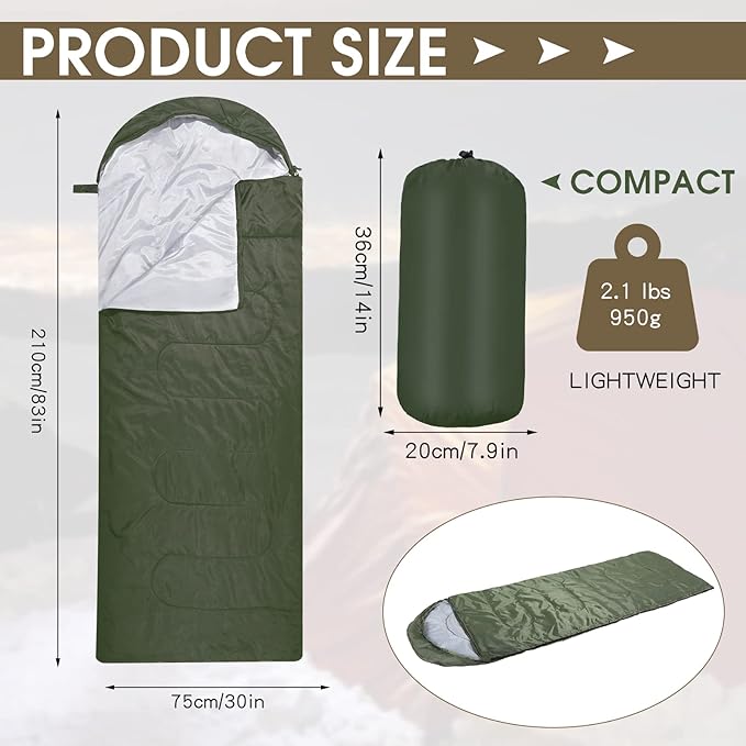 Macarrie 10 Pcs Bulk Sleeping Bags for Homeless Donation Shelter Adults 0 Degree Waterproof Sleeping Bags with Compression Sack for Cold Weather Emergency Hiking Camping Warm