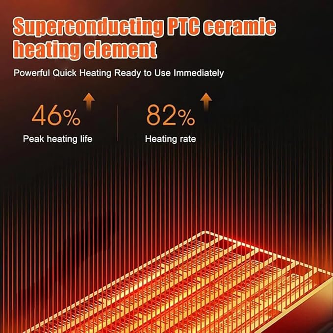 Tower Heater for Bedroom with Thermostat, Spray Humidification, 3D Simulated Flame, 3 Heating Modes, 12H Timer, 360°Protection, Portable Battery Powered Heaters for Indoor Use Large Room & Office