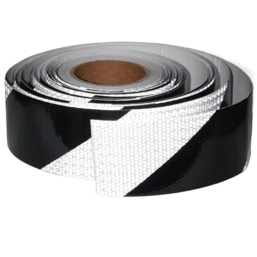 Reflective Tape Black White 3 inch Wide for Automobile, Outdoor Waterproof High Visibility Safety Warning Adhesive Strips (166 feet)
