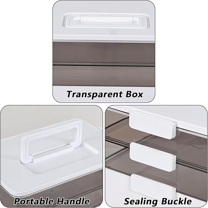 3-Tier Plastic First Aid Box, Large Medicine Storage Box, Emergency Medicine Box, White